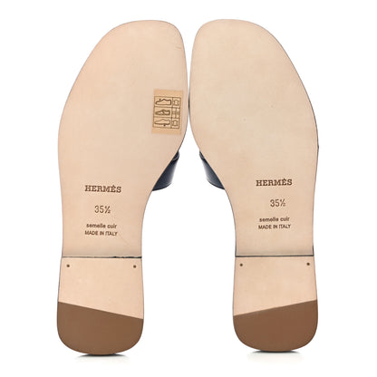 Hermes Calfskin Toucans de Paradis Oran Sandals 35.5 Bleu Indigo 6 of 12