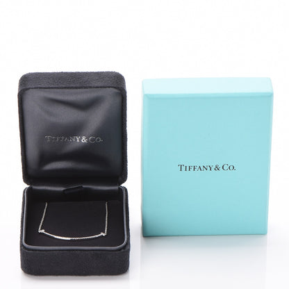 Tiffany 18K White Gold Diamond Small T Smile Pendant Necklace 7 of 7