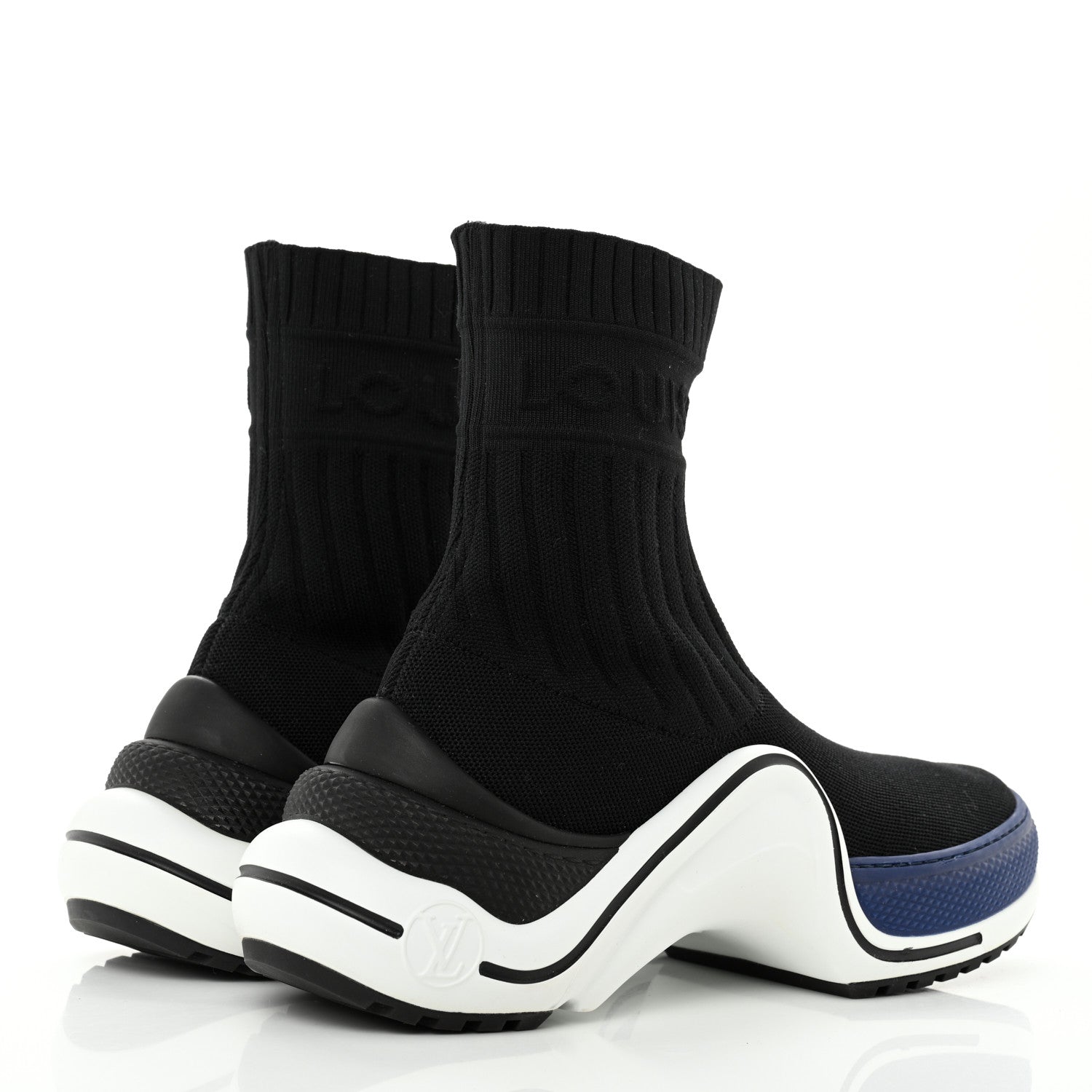 Louis Vuitton Stretch Textile LV Archlight Sneaker Boots 37 Black Blue 4 of 9