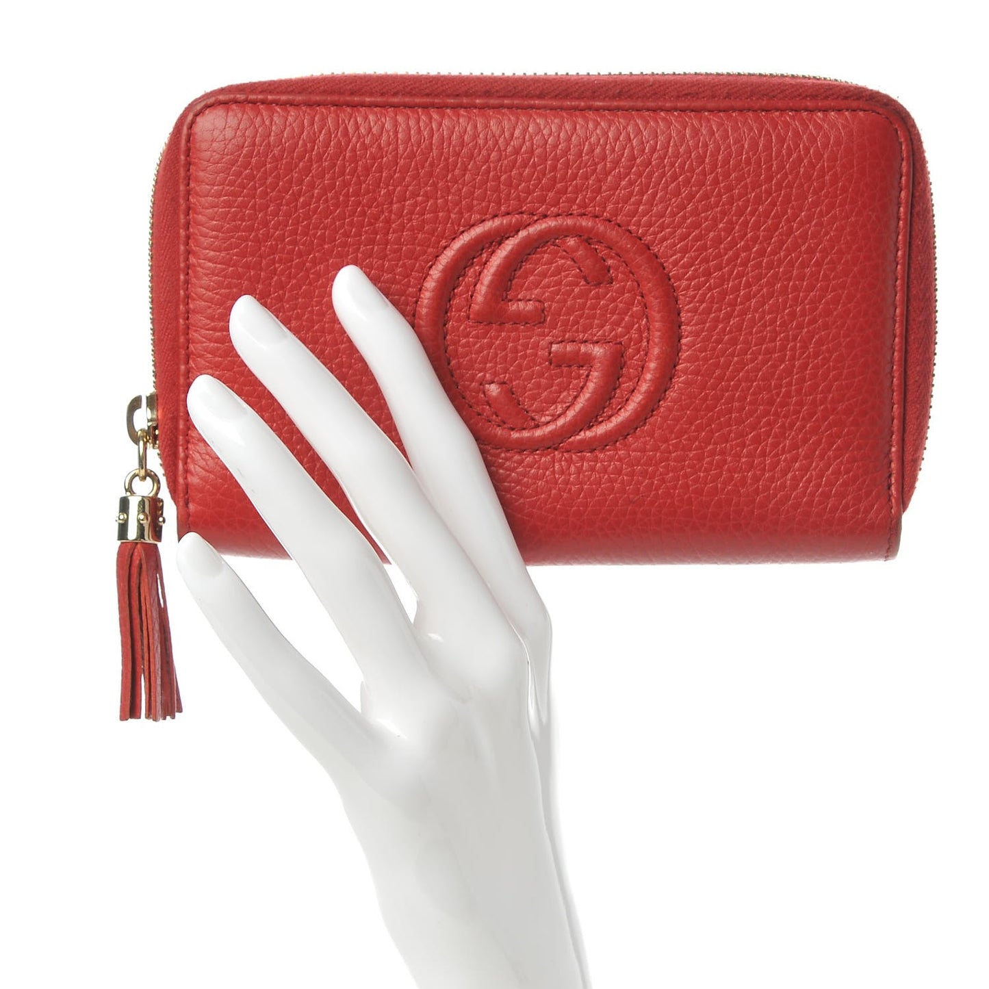 Pebbled Calfskin Medium Soho Zip Around Wallet Red