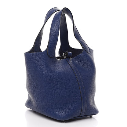 Hermes Taurillon Maurice Picotin Lock 18 PM Bleu Saphir 2 of 9