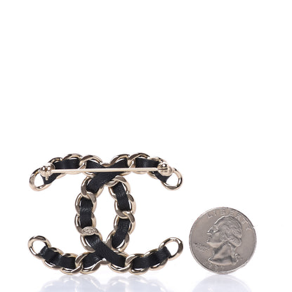 Chanel Lambskin Chain CC Brooch Black Gold 3 of 5
