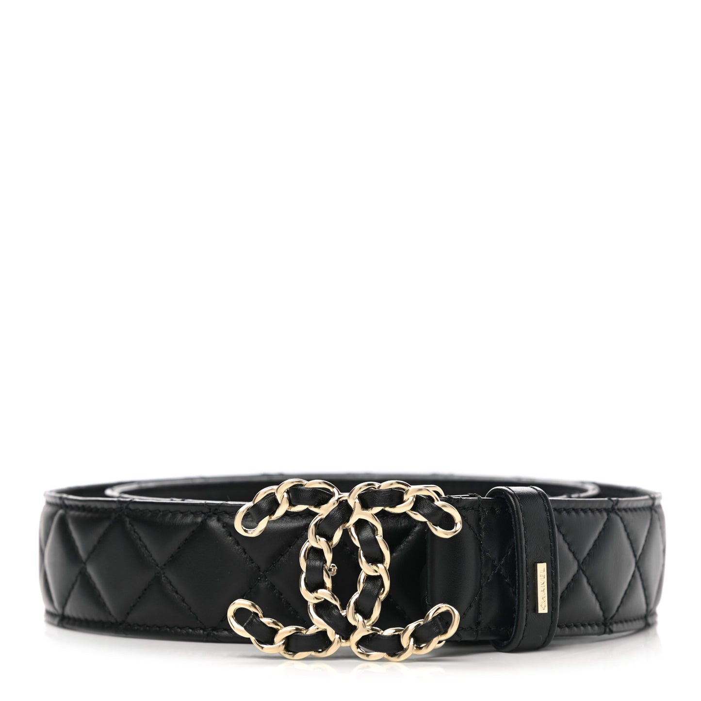 Lambskin Quilted CC Chain Belt 85 34 Black