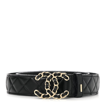 Chanel Lambskin Quilted CC Chain Belt 85 34 Black 1 of 7