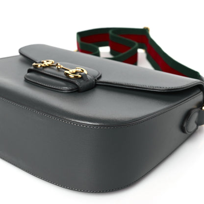 Gucci Azalea Calfskin Web Horsebit 1955 Shoulder Bag Graphite Grey 8 of 8