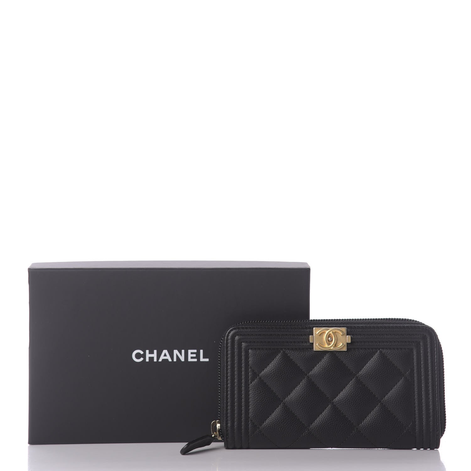 Chanel Caviar Quilted Small Boy Zip Around Wallet Black 10 of 10