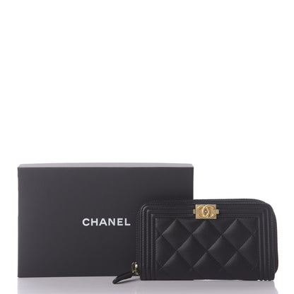 Chanel Caviar Quilted Small Boy Zip Around Wallet Black 10 of 10