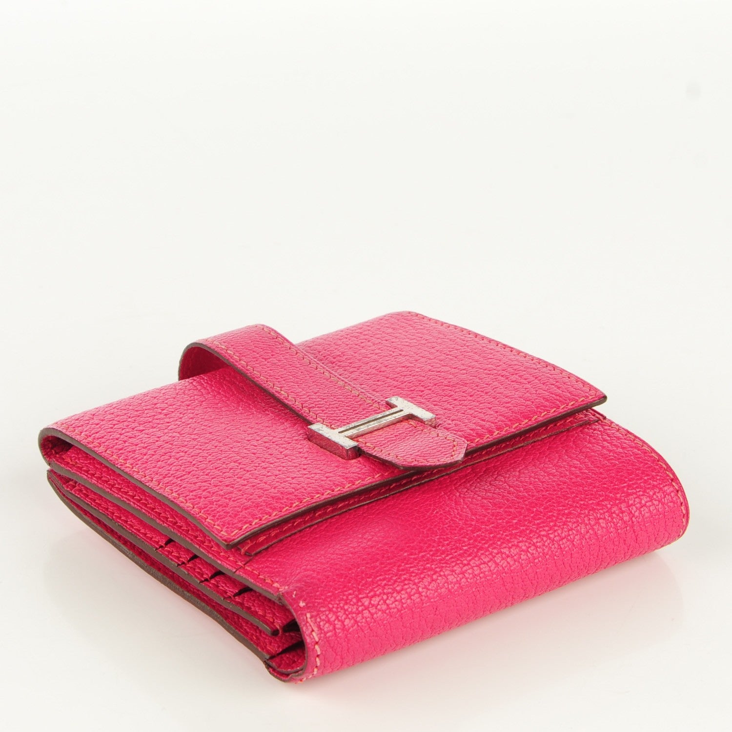 Hermes Chevre Mysore Tri Fold Bearn Wallet Rose Shocking 4 of 7