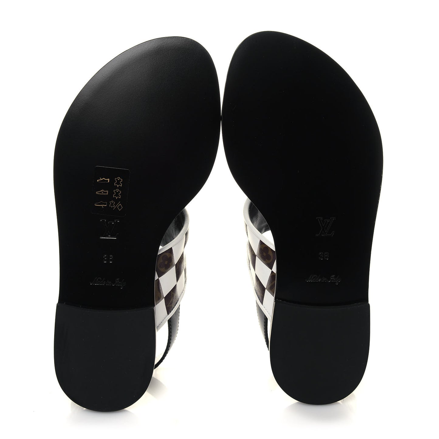 Monogram Calfskin Matchmake Flat Thong Sandals 36 Black