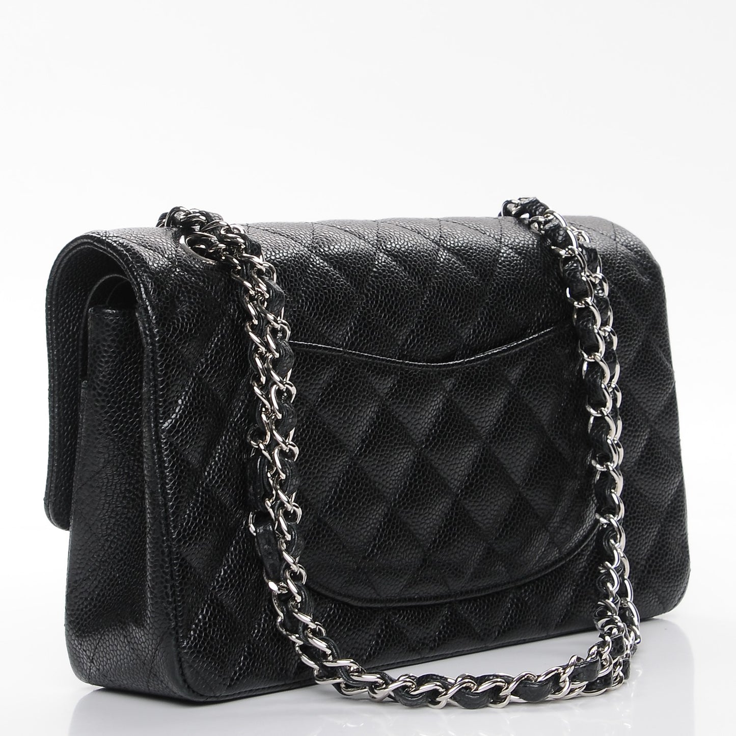 Caviar Quilted Medium Double Flap Black