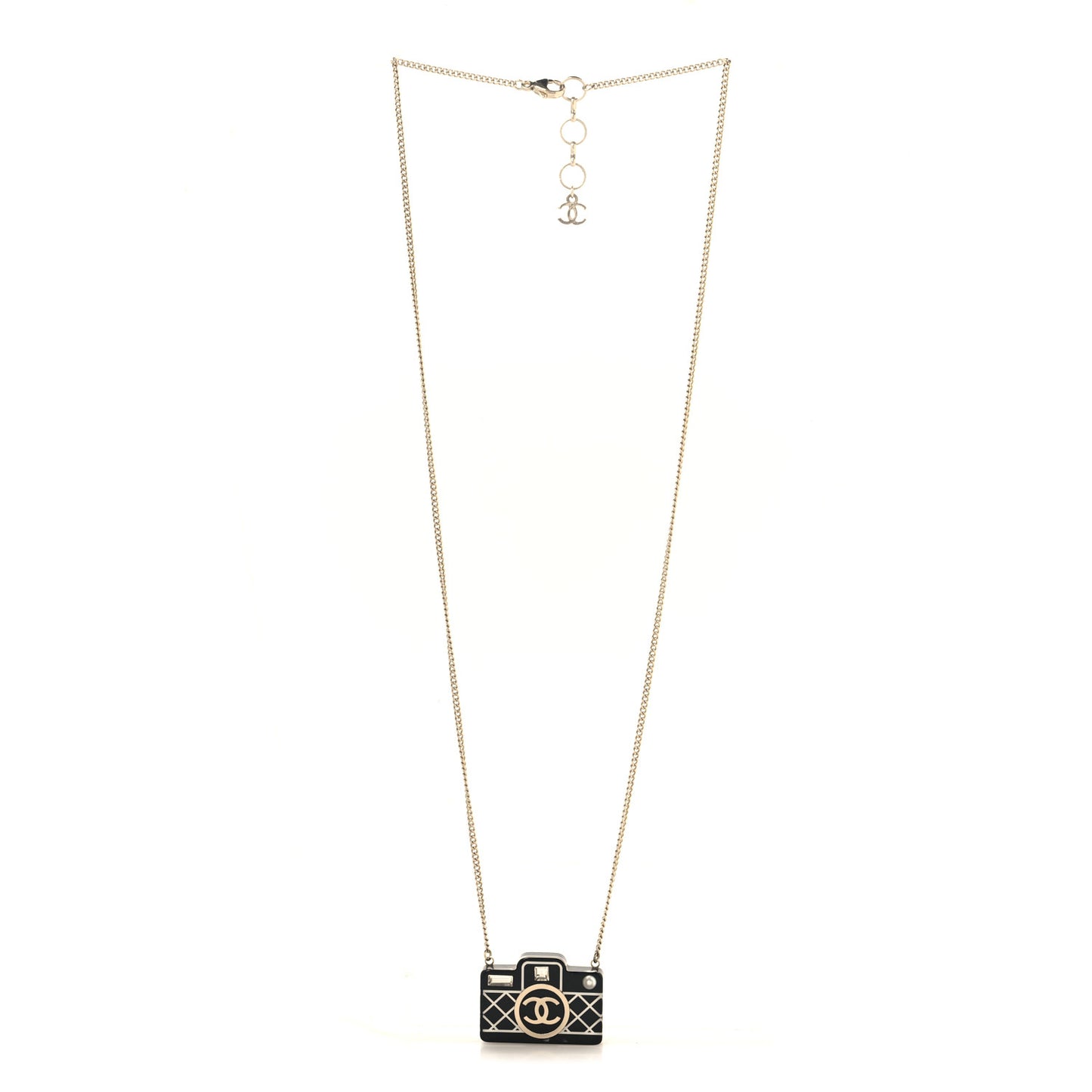 Resin Camera CC Necklace Black Gold