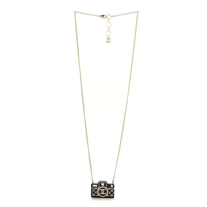 Chanel Resin Camera CC Necklace Black Gold 3 of 4