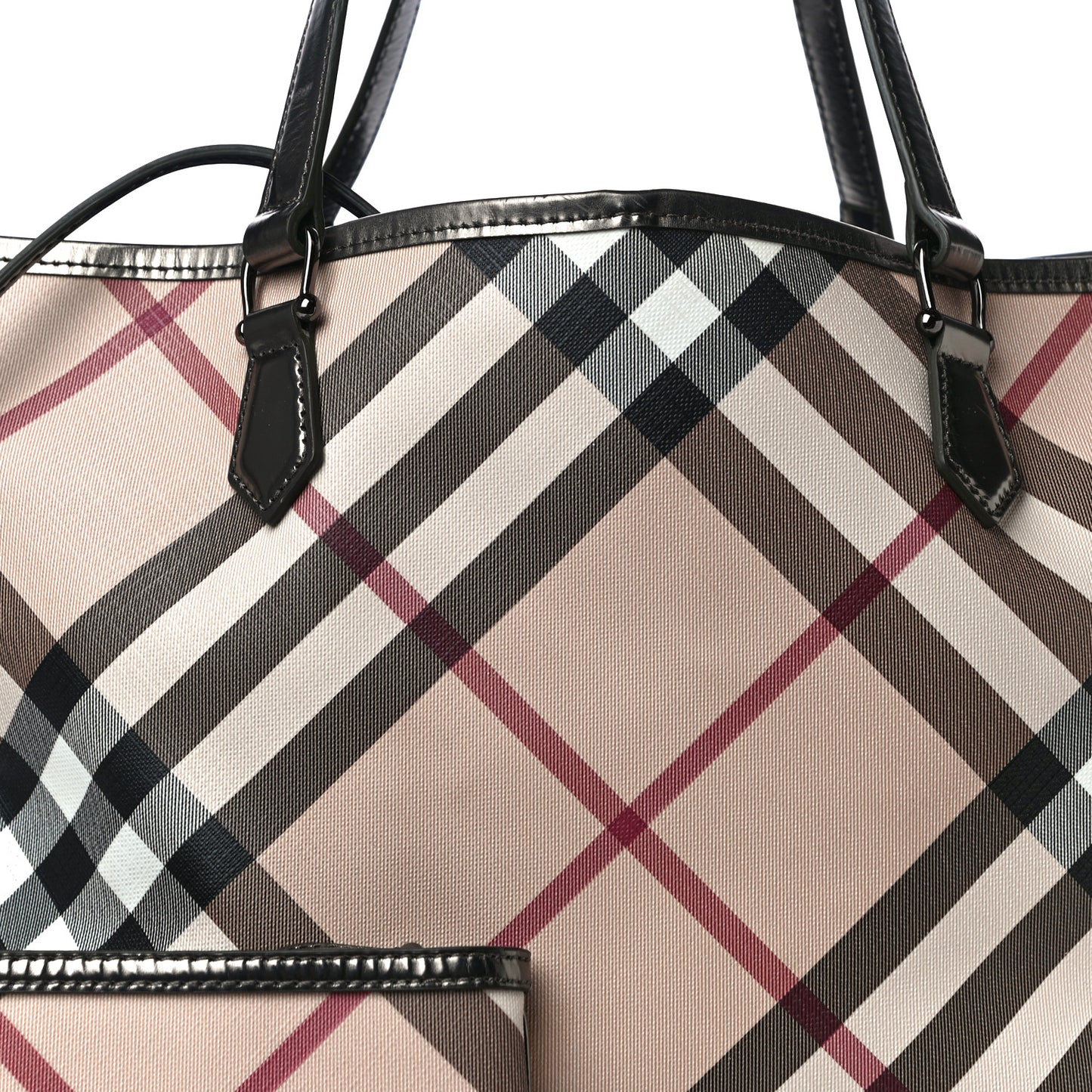 Metallic Calfskin Nova Check Small Nickie Tote Pewter