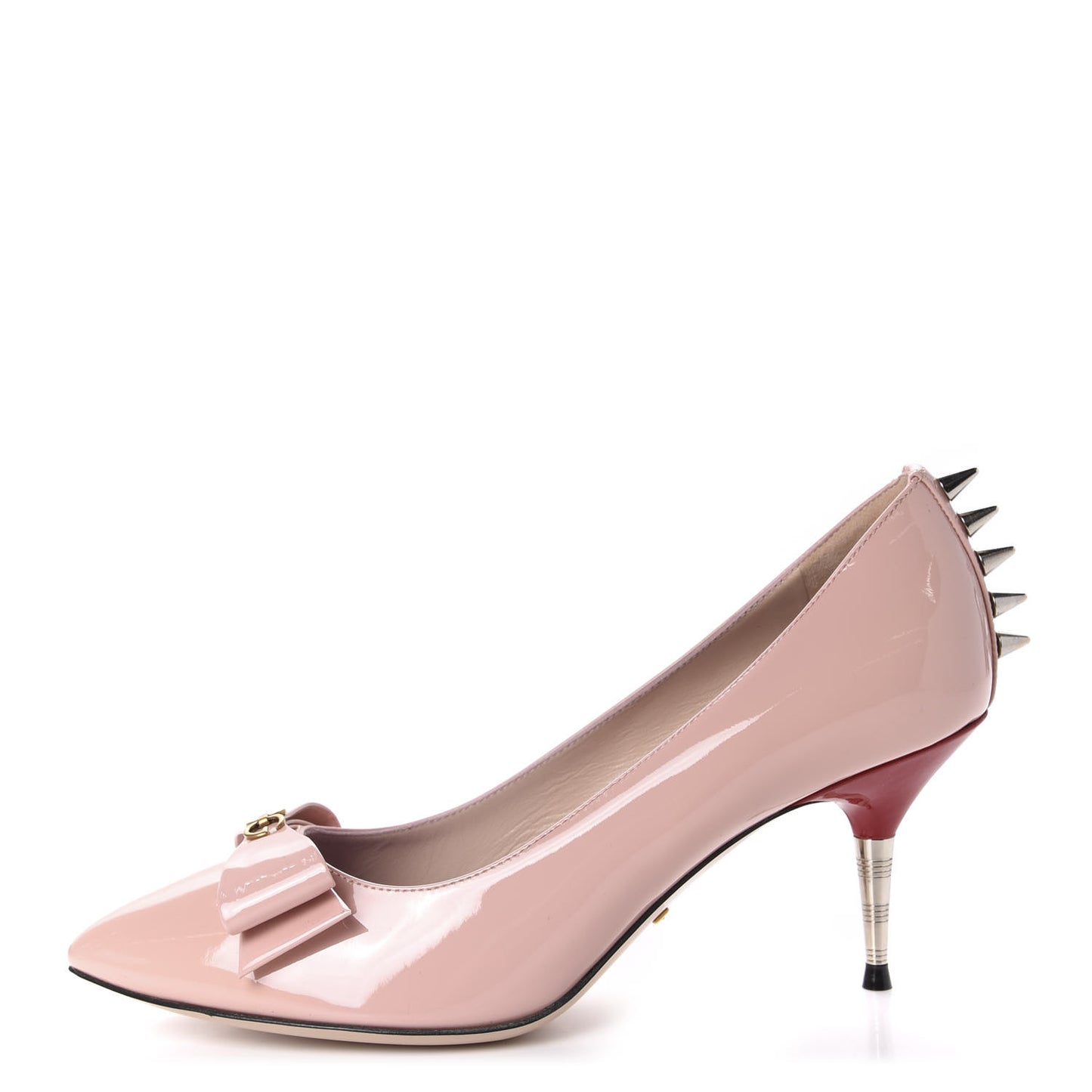 Patent GG Bow Sadie Spike Mid Heel Pumps 37.5 Perfect Pink