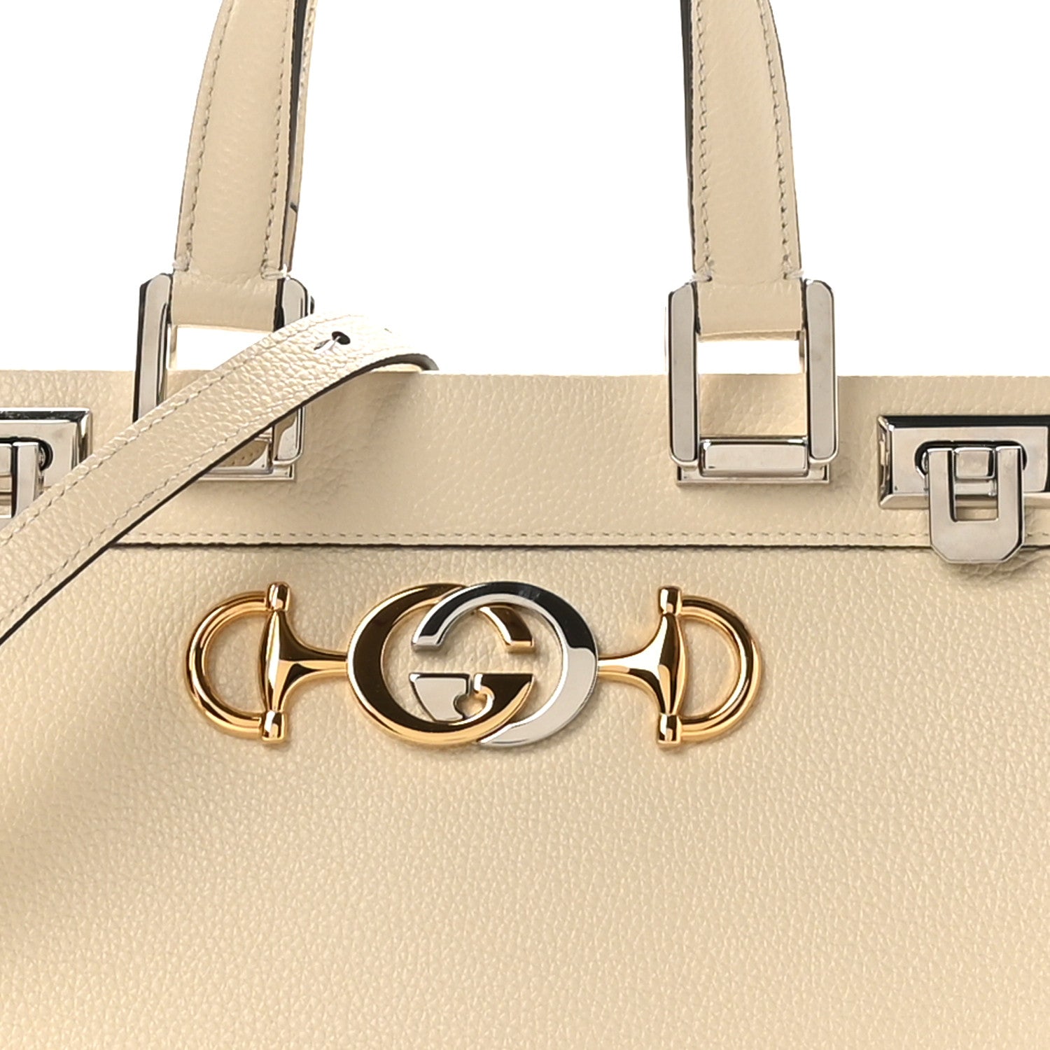 Gucci Grainy Calfskin Small Zumi Top Handle Bag Mystic White 8 of 10