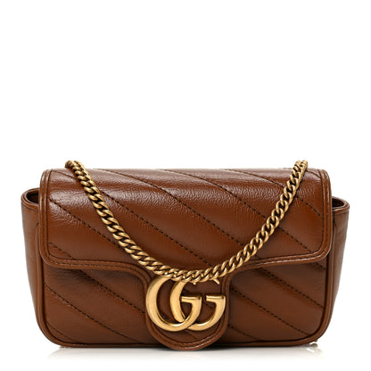 Gucci Azalea Calfskin Matelasse Diagonal Super Mini GG Marmont Shoulder Bag Cuir 1 of 11