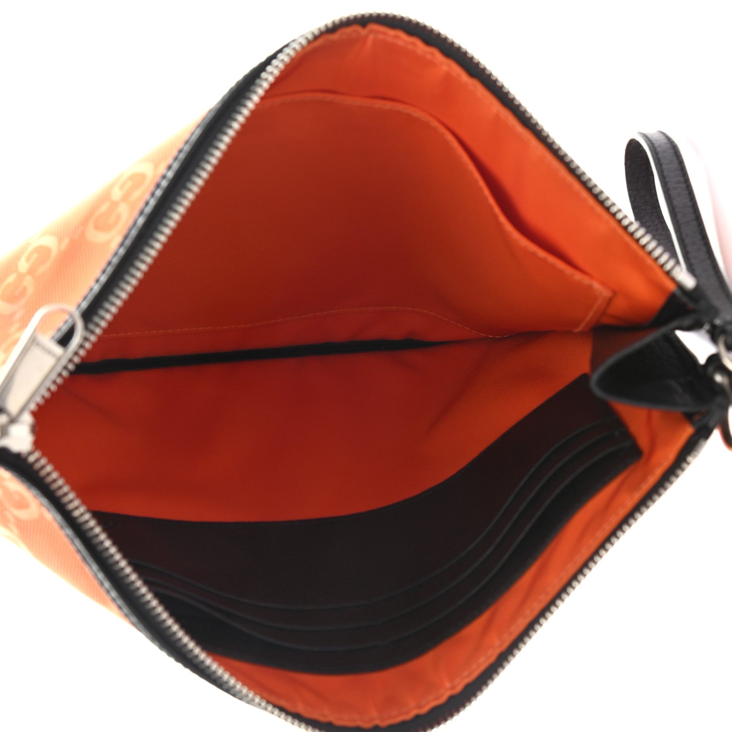 Gucci Econyl Nylon Monogram Off The Grid Zip Pouch Carrot Orange Black 5 of 8