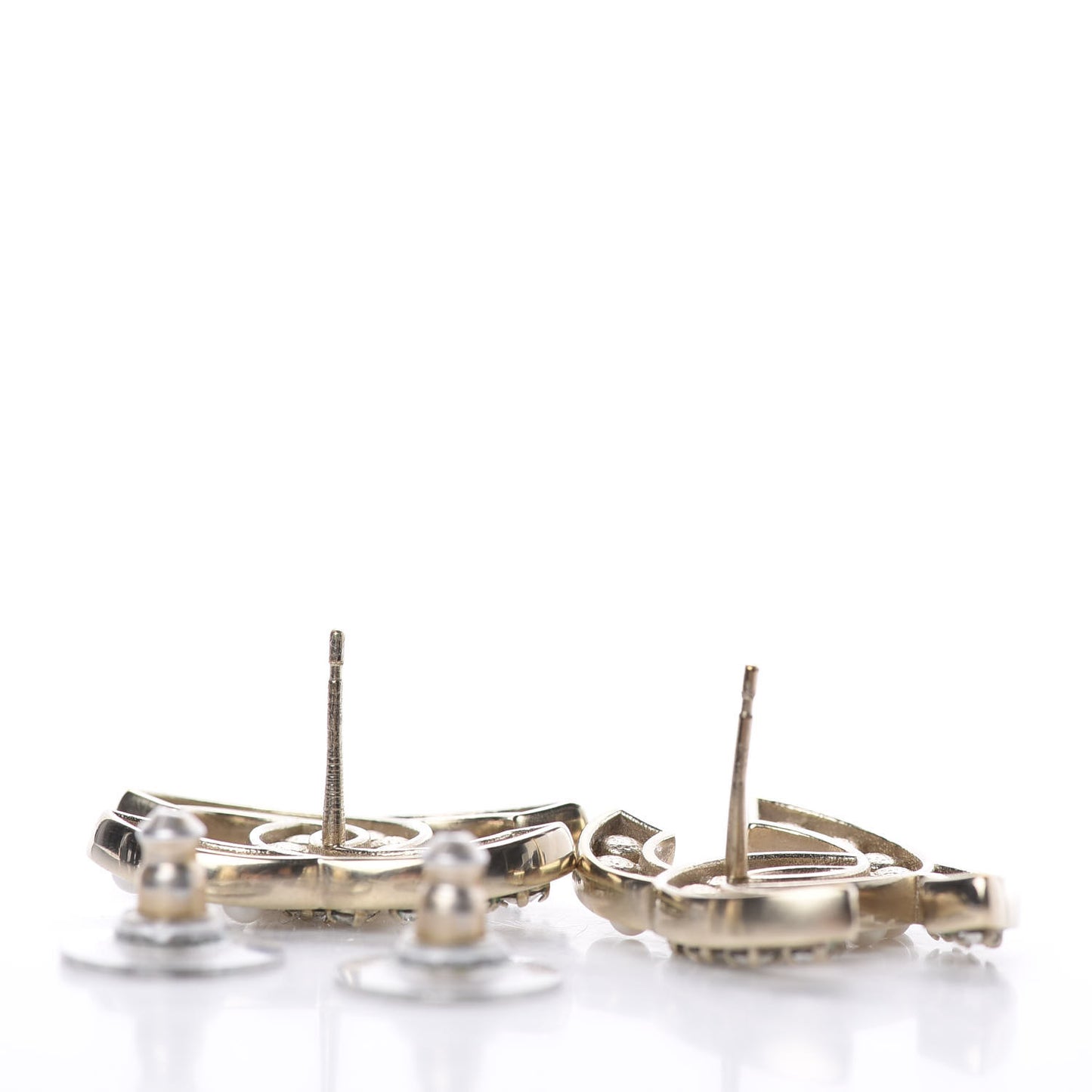 Pearl Crystal Sparkling Pearls CC Earrings Light Gold