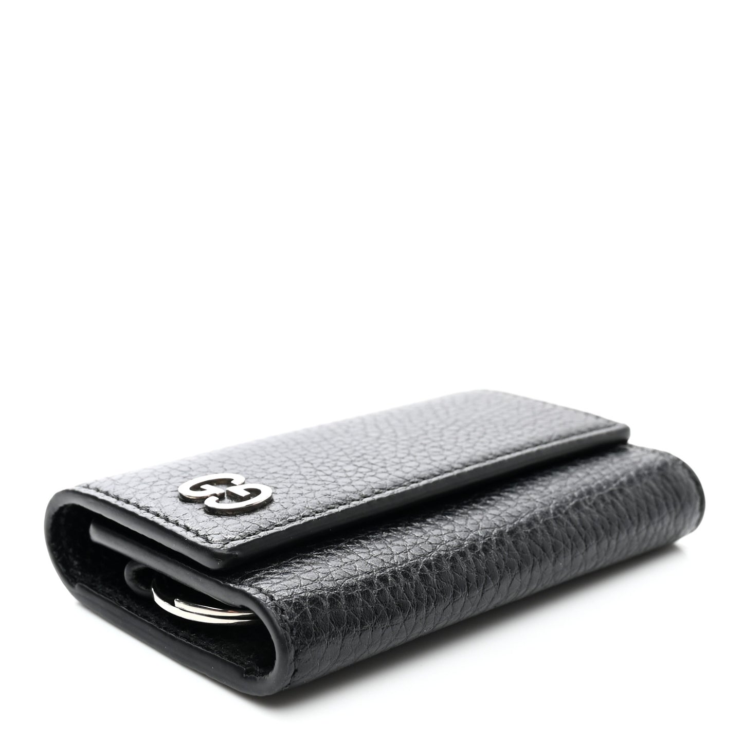 Pebbled Calfskin Dorian 6 Key Holder Case Black