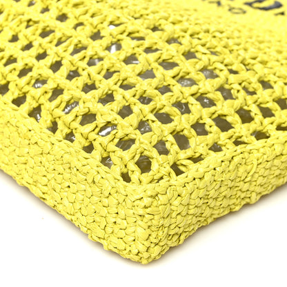 Prada Yarn Raffia Effect Crochet Logo Embroidered Tote Bag Cedro 9 of 9