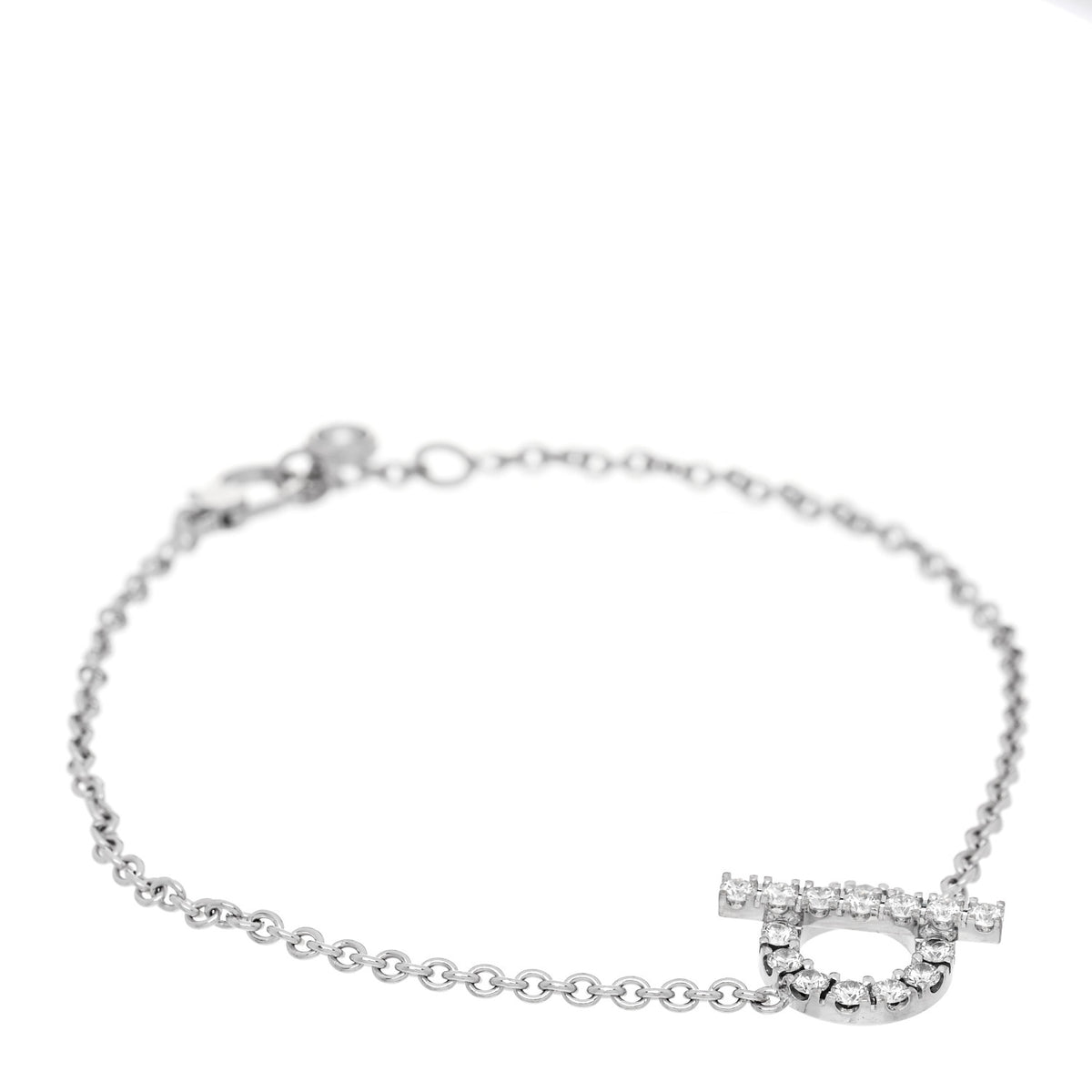 Hermes 18K White Gold Diamond Finesse Bracelet LG 1 of 3