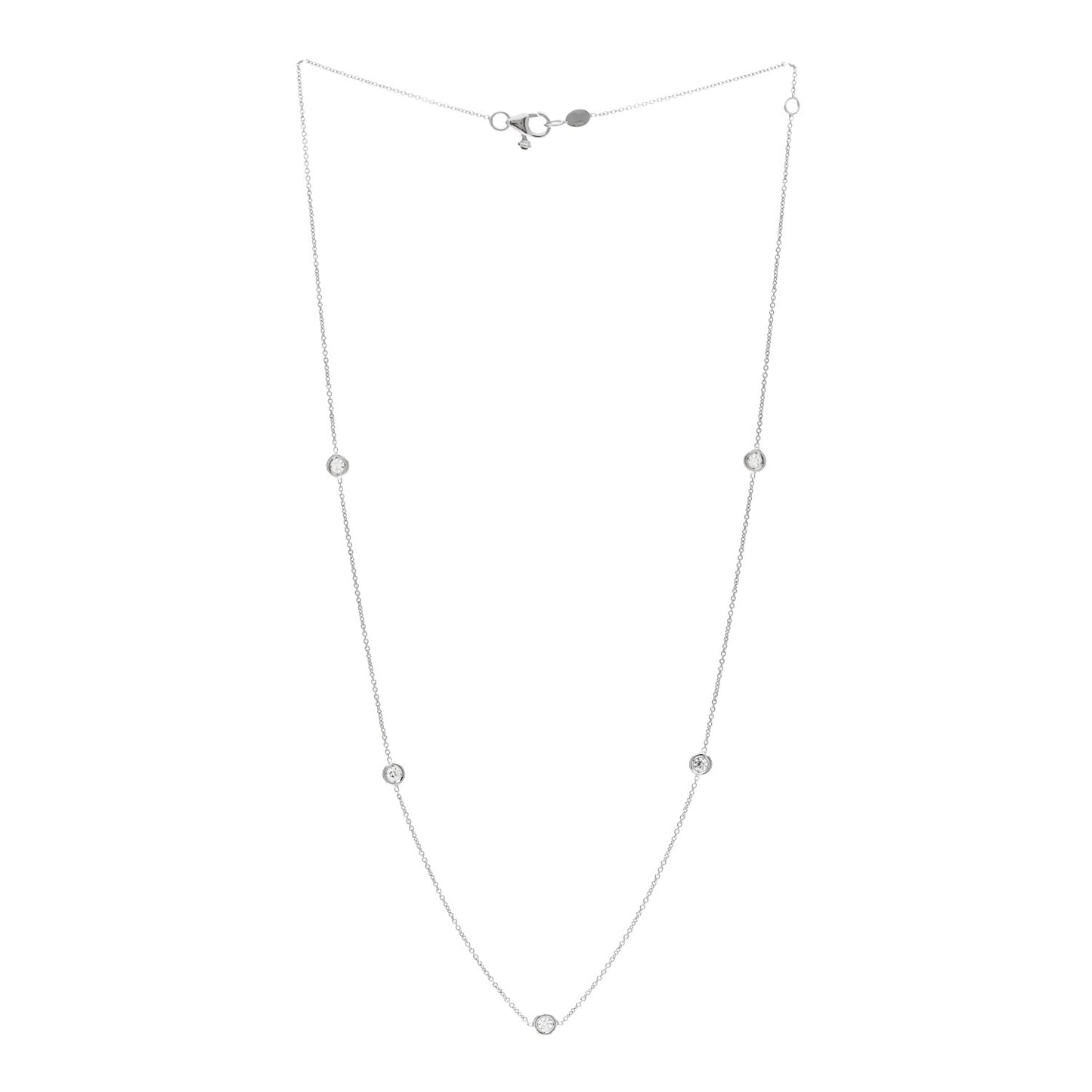 18K White Gold Diamond .25ctw Diamonds By The Inch Five Station Necklace