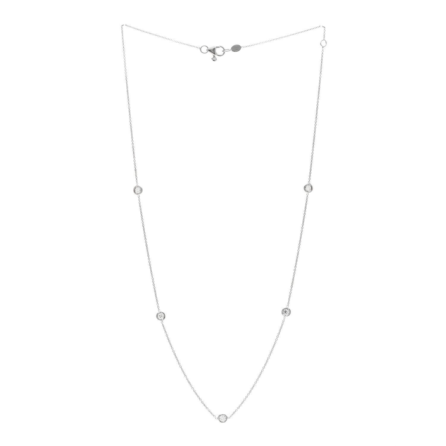 Roberto Coin 18K White Gold Diamond .25ctw Diamonds By The Inch Five Station Necklace 3 of 6