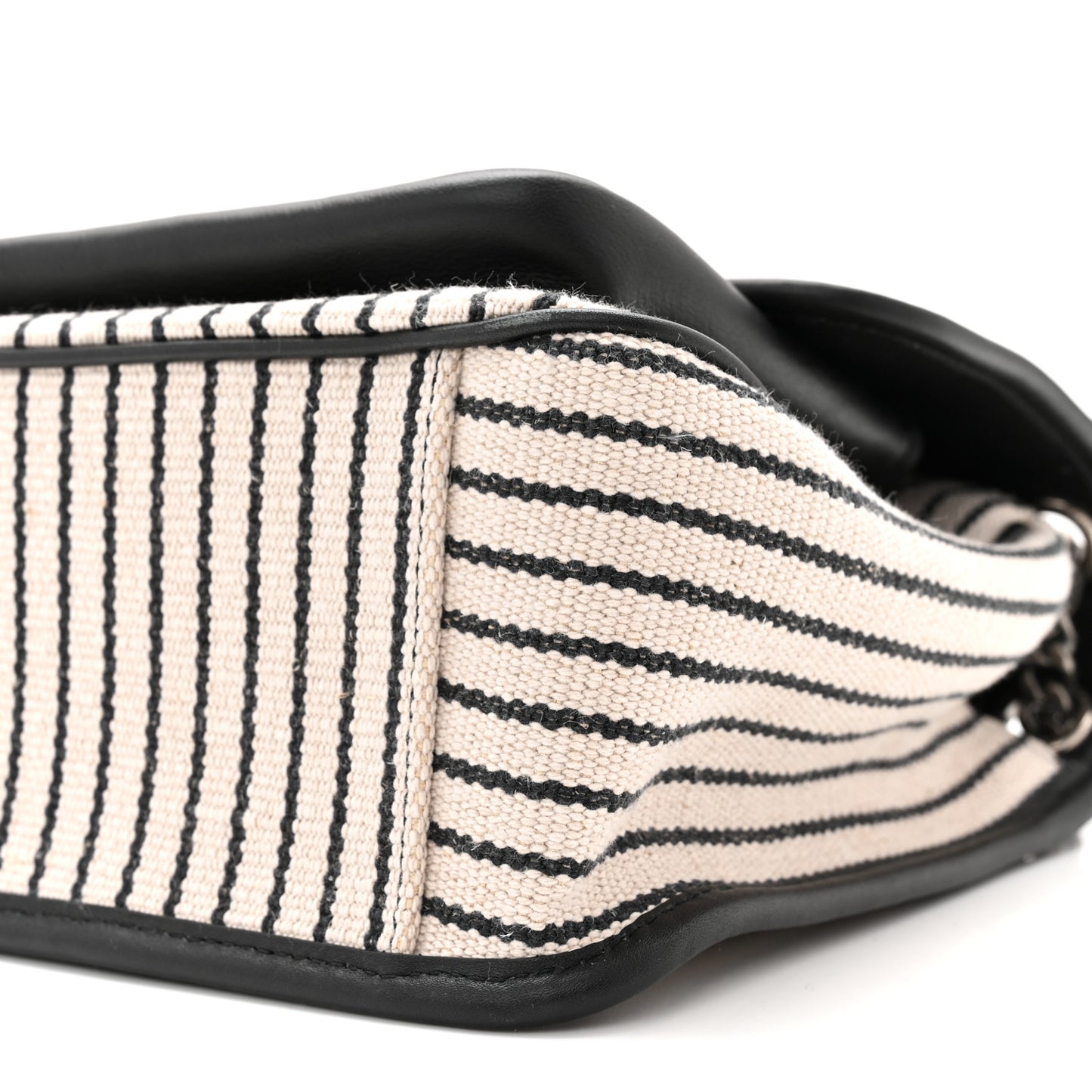 Cotton Canvas Striped Vintage Calfskin Monogram Medium Niki Chain Satchel Beige Black