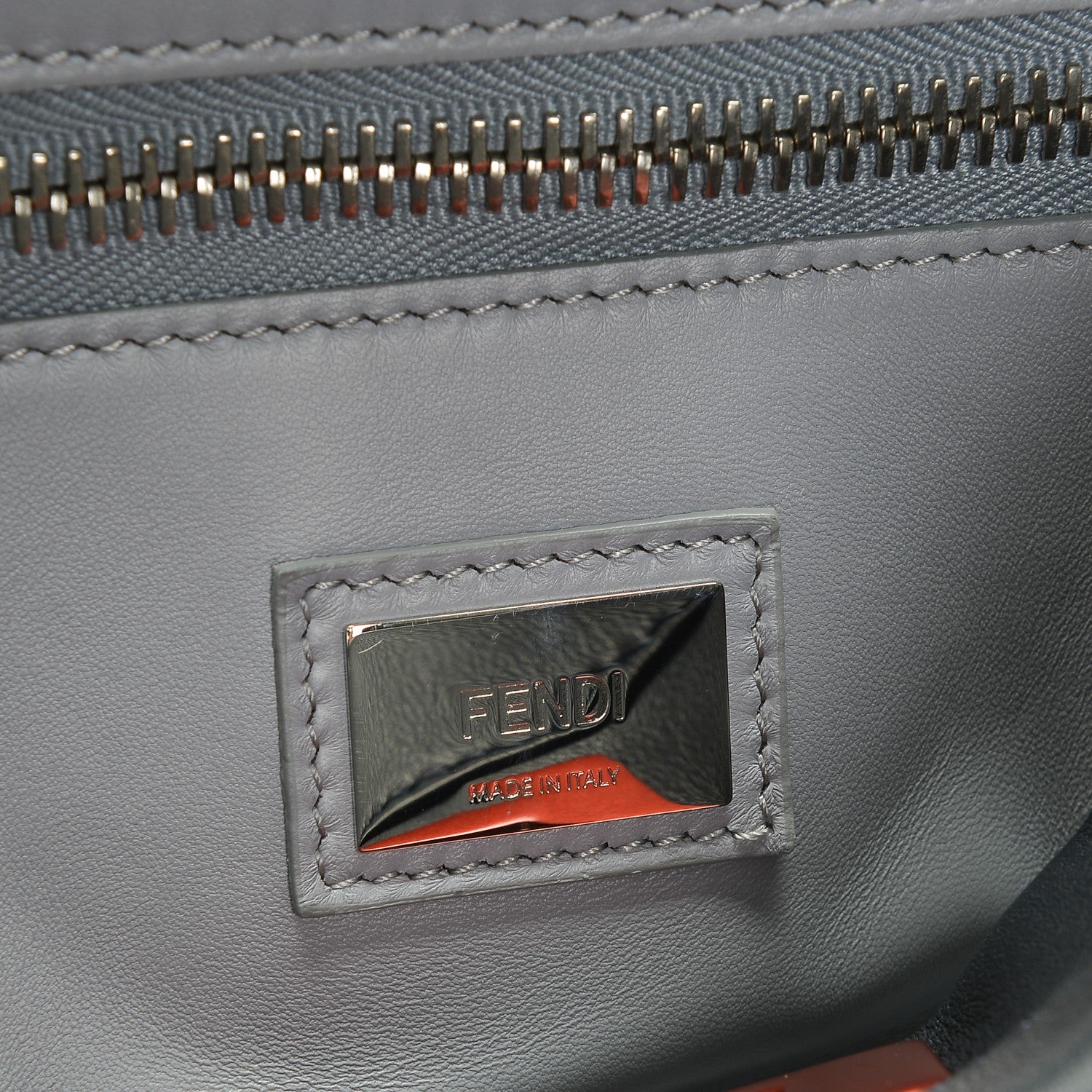 Fendi Vitello Seta Shiny Nappa Medium Peekaboo Iconic Satchel Blue Notte Ardesia 8 of 8