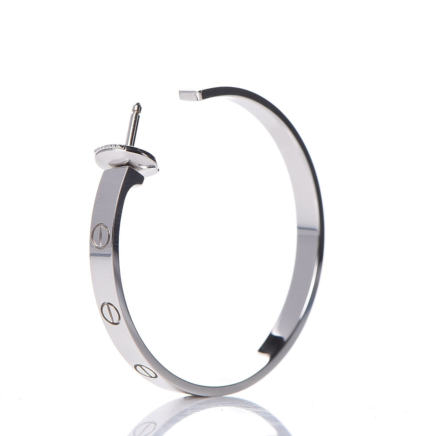 Cartier 18K White Gold Large LOVE Hoop Earrings 4 of 9