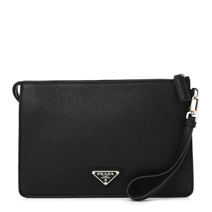 Prada Vitello City Wristlet Pouch Black 1 of 10