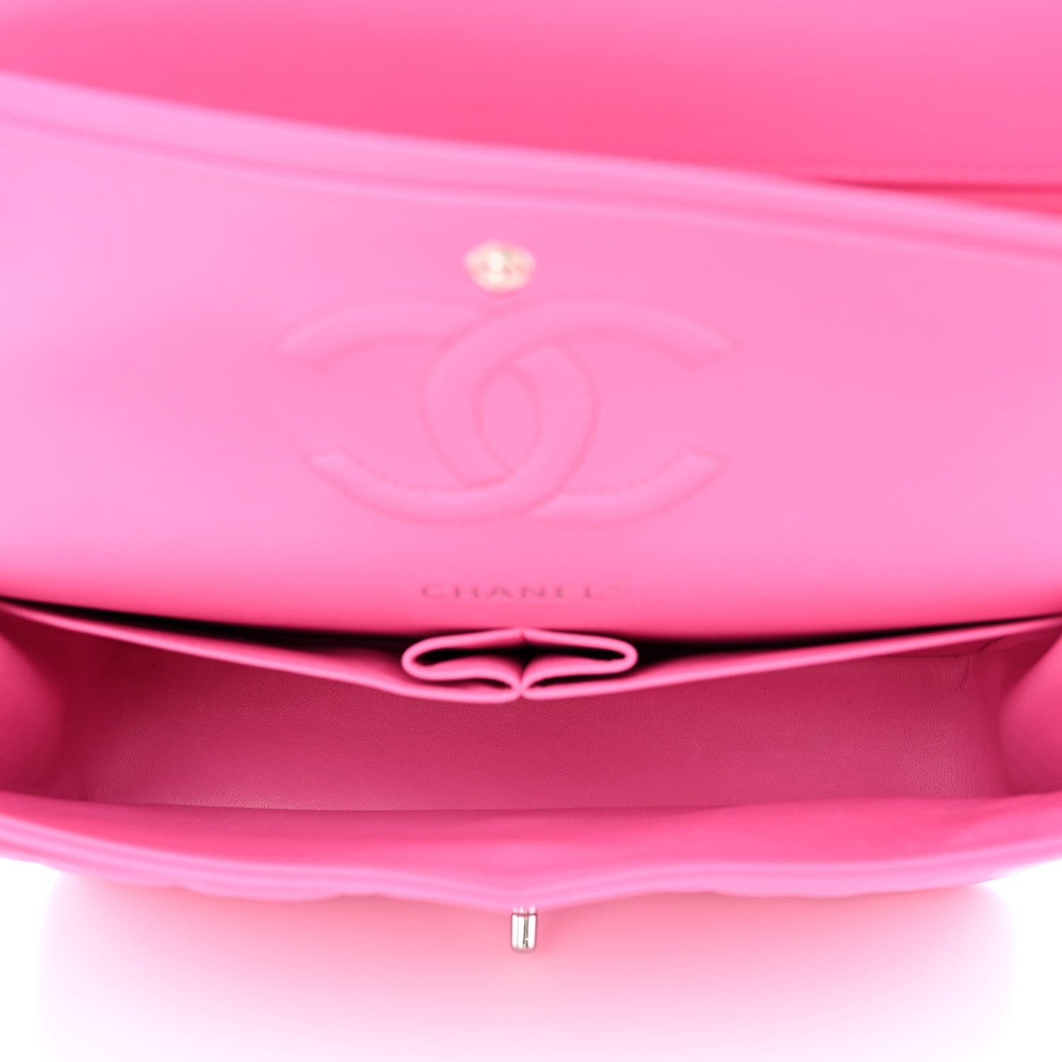 Chanel Lambskin Quilted Medium Double Flap Neon Pink 5 of 11