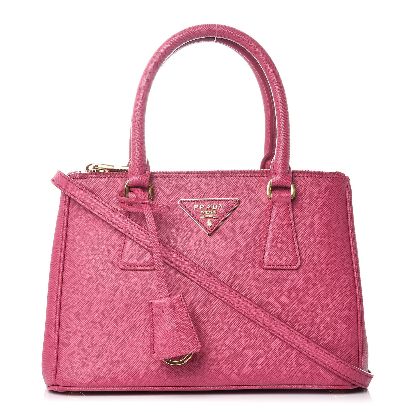 Saffiano Lux Small Galleria Double Zip Tote Fuxia