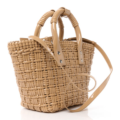 Balenciaga Varnished Faux Calfskin Braided XS Bistro Basket Beige 3 of 11