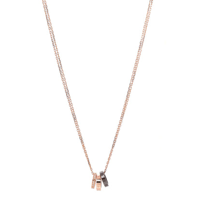 Cartier 18K Pink Gold Ceramic Diamond Three Ring LOVE Pendant Necklace 1 of 6