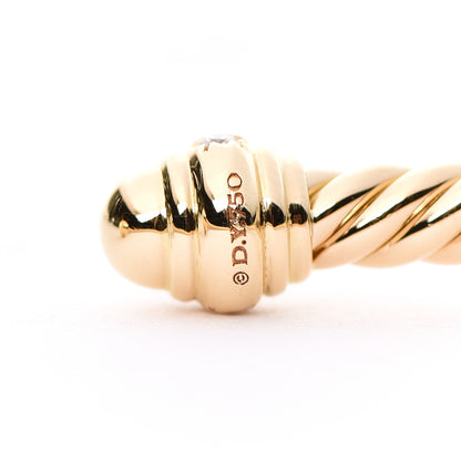 David Yurman 18K Yellow Gold Diamond 3mm Cablespira Bracelet 4 of 6