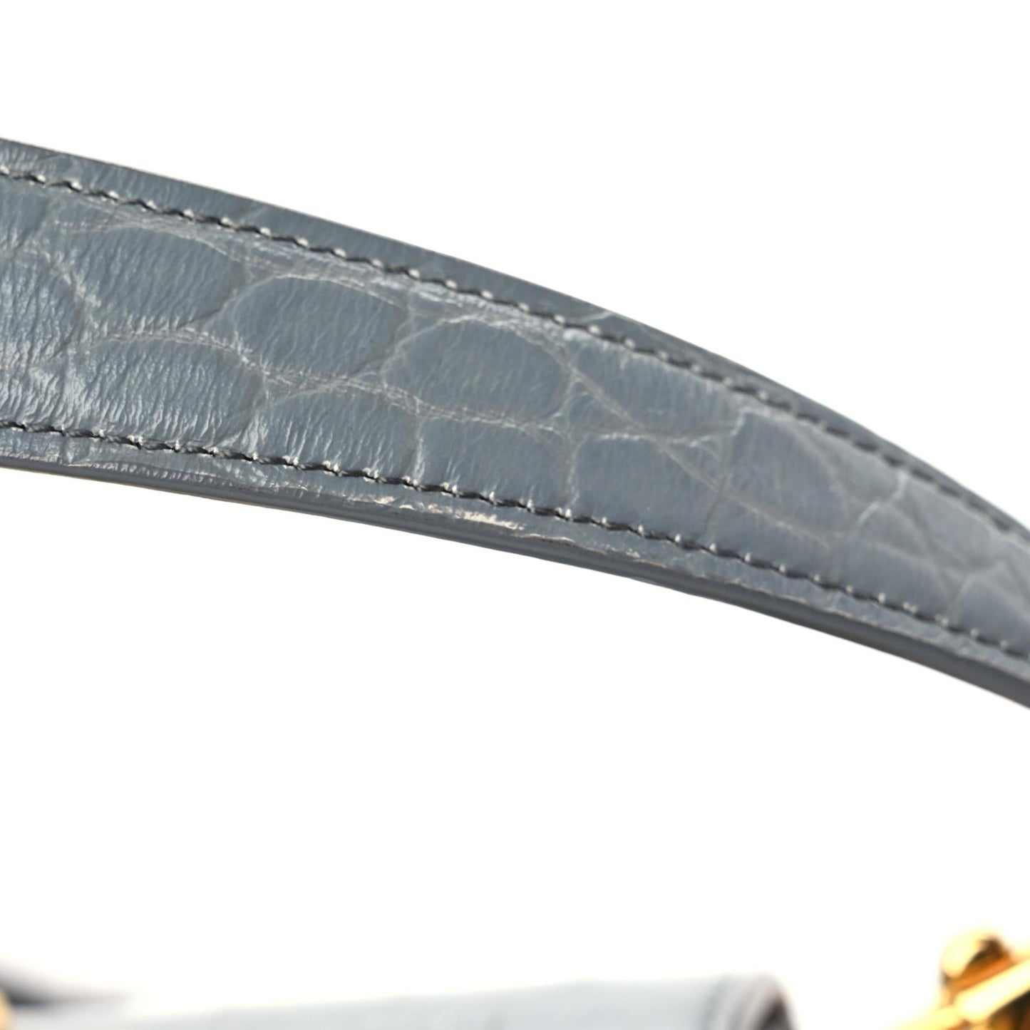 Calfskin Crocodile Embossed Box Shoulder Bag 16 Grey