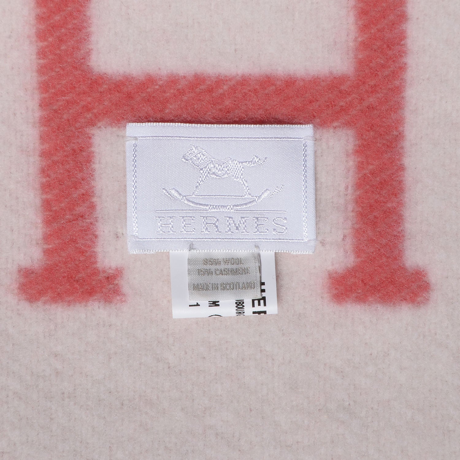 Hermes Wool Cashmere Avalon Baby Blanket Rose Airelle White 4 of 4