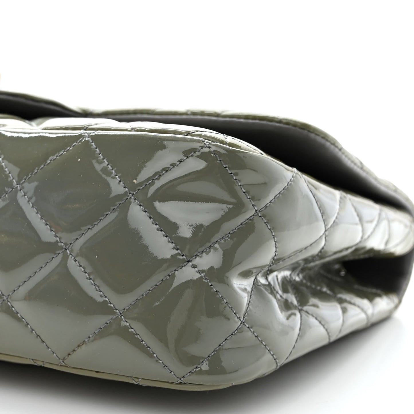 Patent Quilted Jumbo Single Flap Green