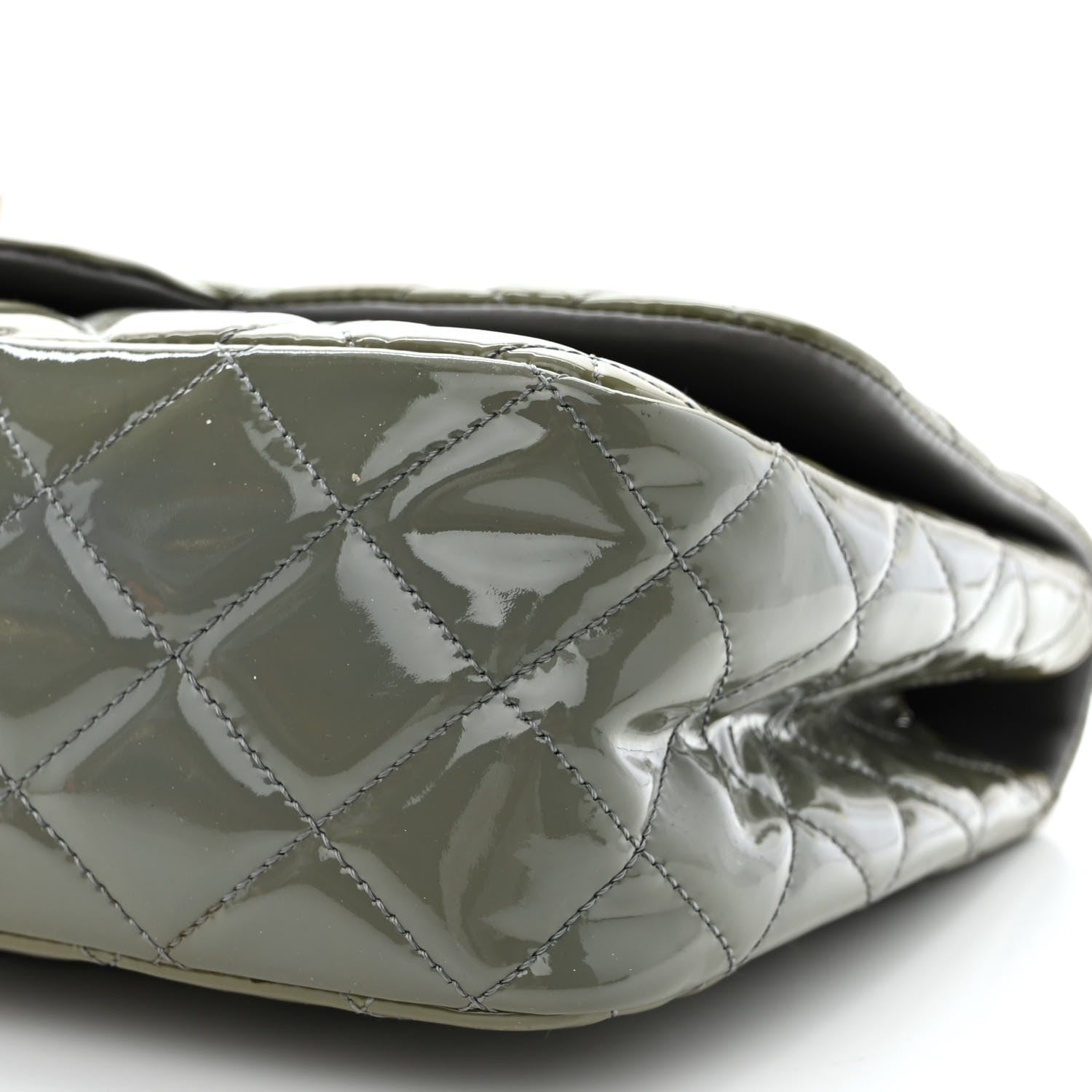 Chanel Patent Quilted Jumbo Single Flap Green 10 of 11