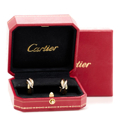 Cartier 18K Pink Yellow White Gold Classic Trinity Hoop Earrings 6 of 6