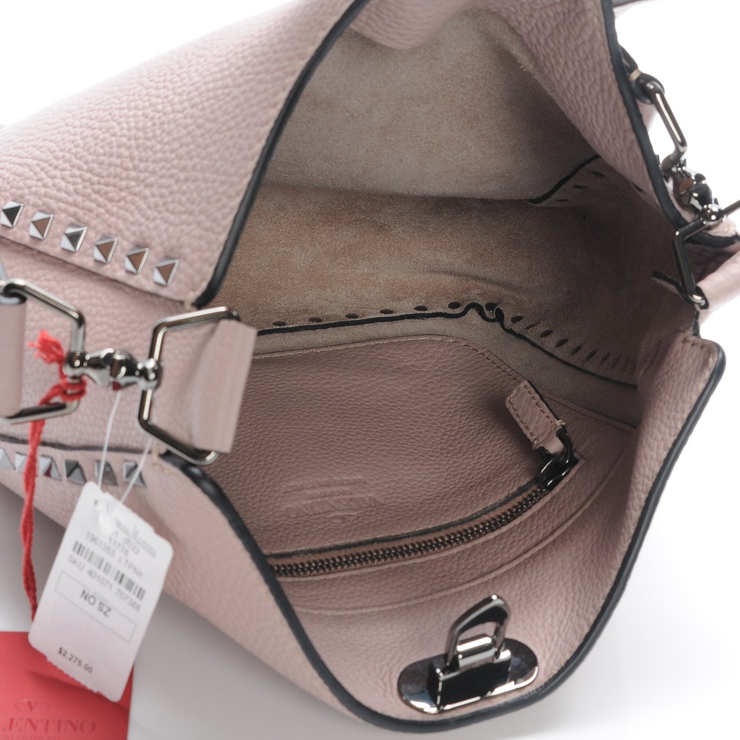 Pebbled Calfskin Small Rockstud Flip-Lock Messenger Bag Poudre