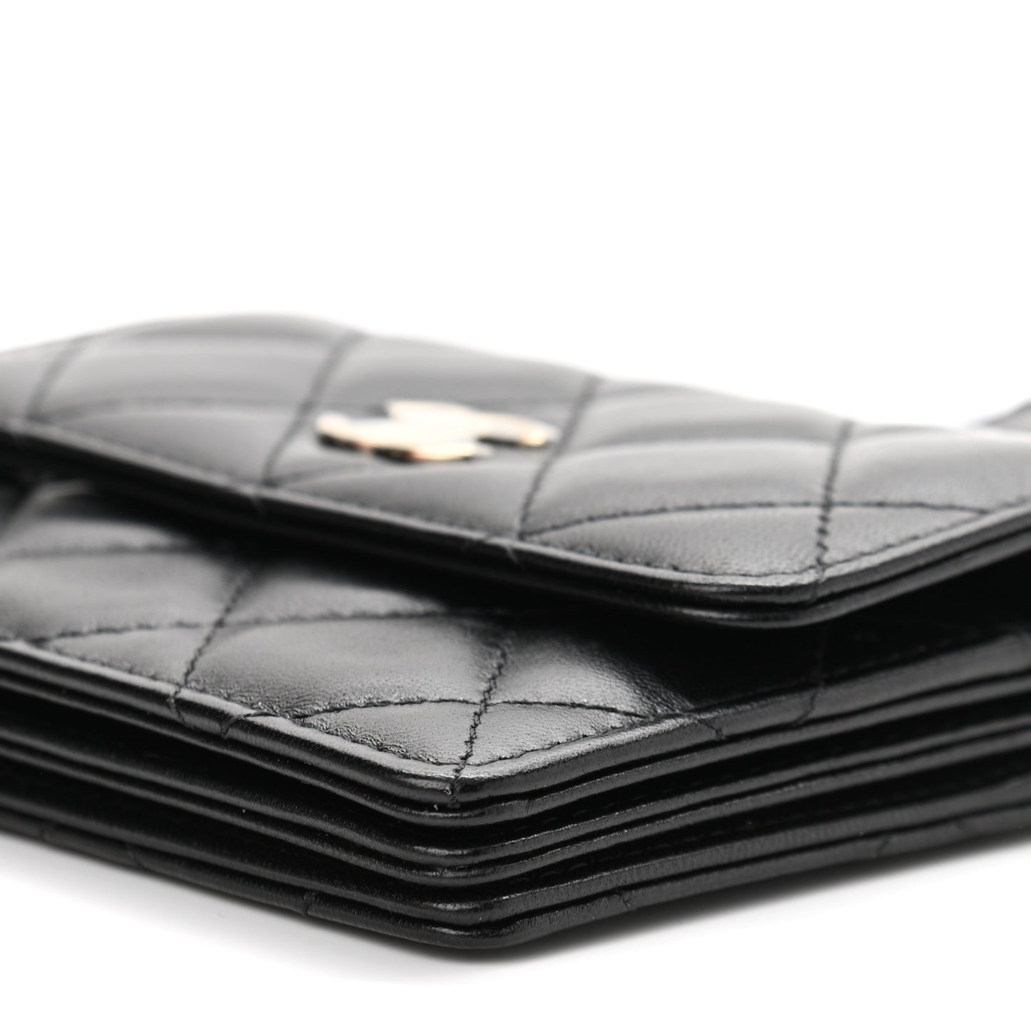 Lambskin Quilted My Chanel Lady Card Holder On Chain Black