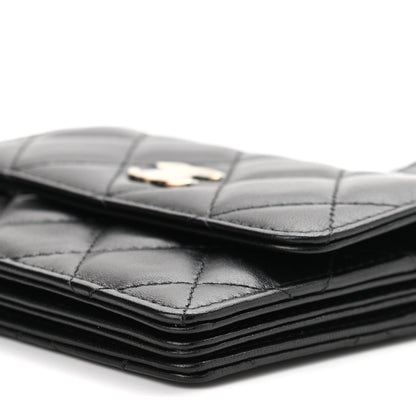 Chanel Lambskin Quilted My Chanel Lady Card Holder On Chain Black 11 of 12
