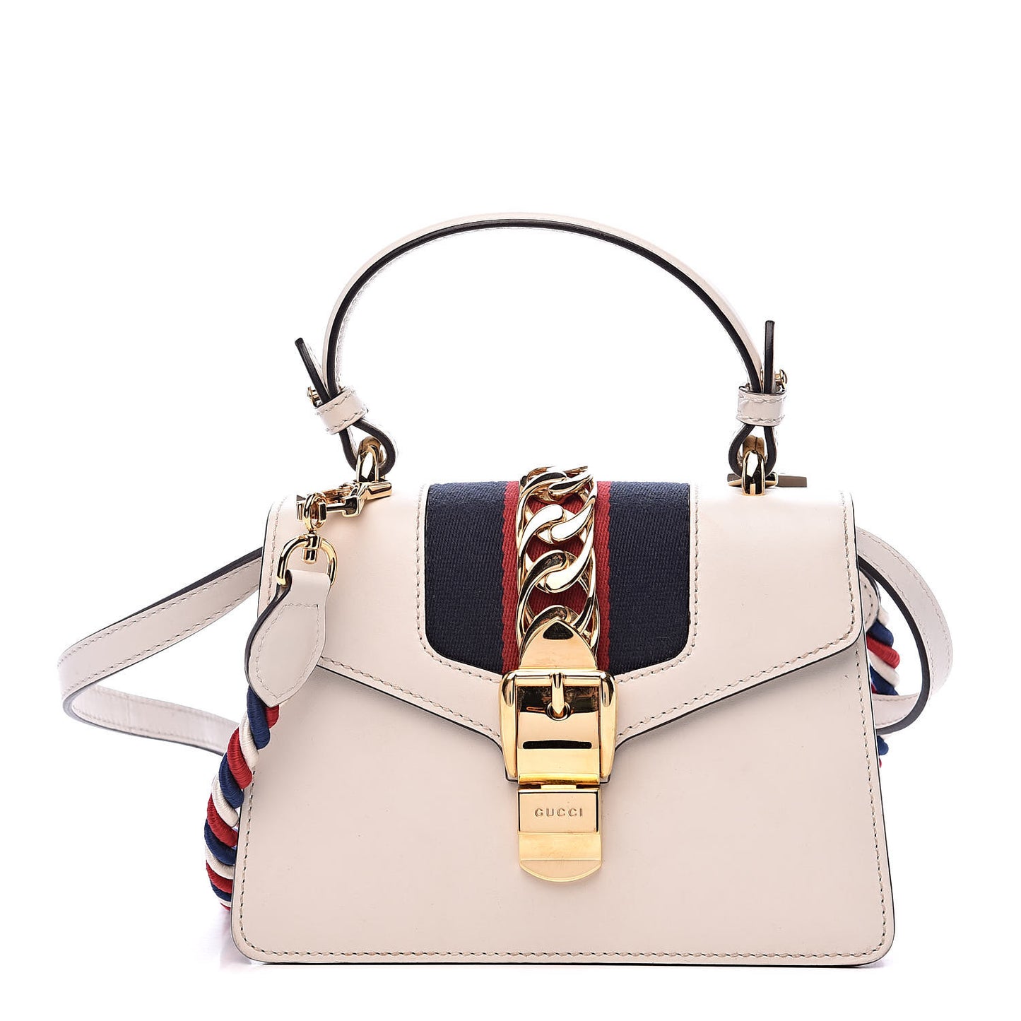Calfskin Mini Sylvie Top Handle Bag White
