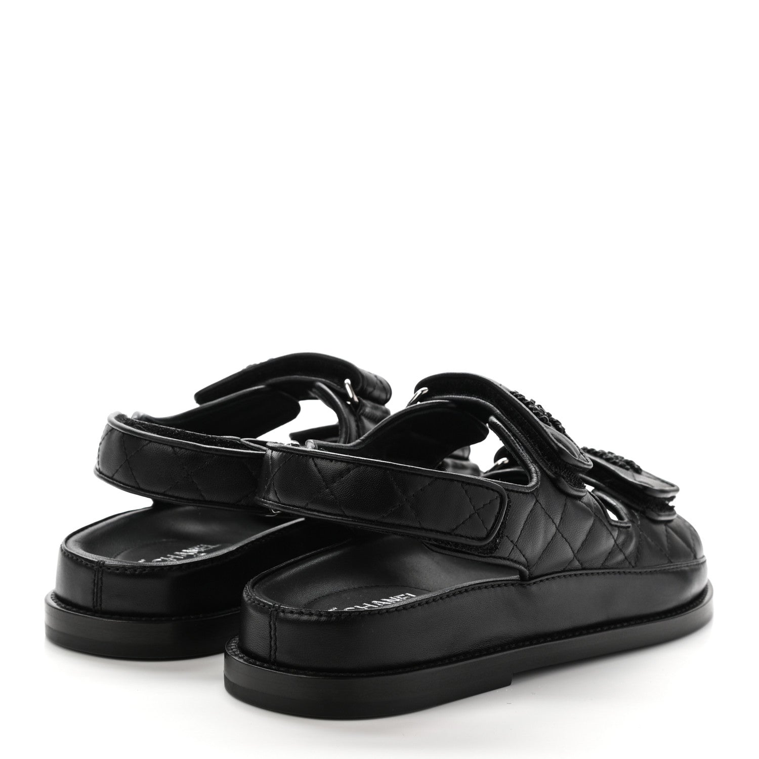 Chanel Lambskin Velcro Dad Sandals 35 Black 4 of 8
