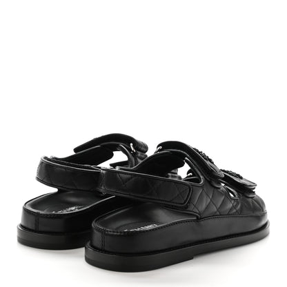 Chanel Lambskin Velcro Dad Sandals 35 Black 4 of 8
