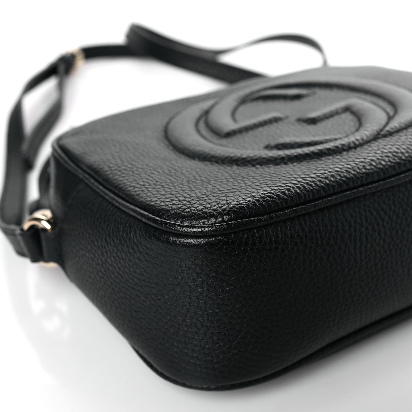Pebbled Calfskin Small Soho Disco Bag Black