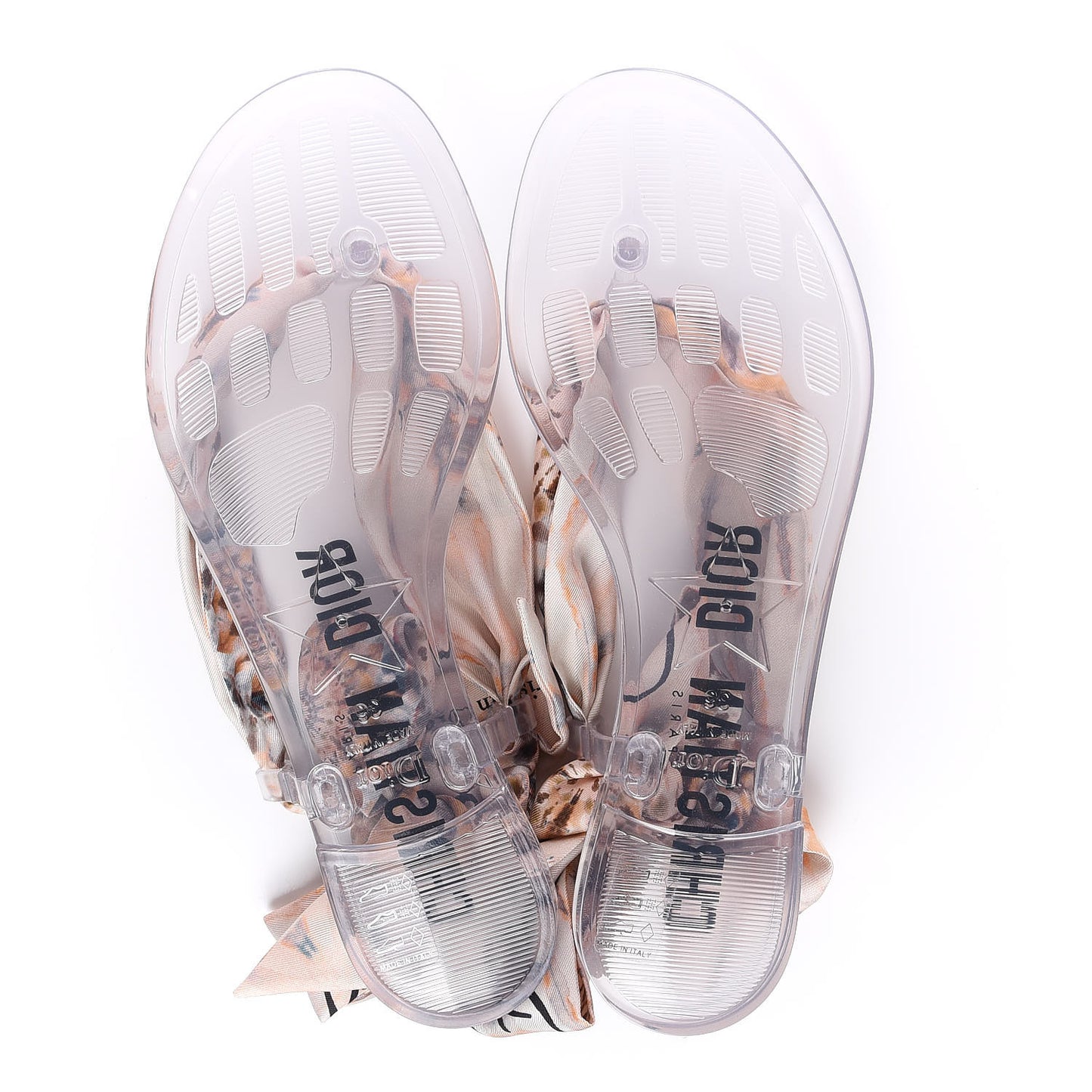 PVC Silk KaleiDiorscopic Mitzah Scarf Thong Sandals 36 Nude