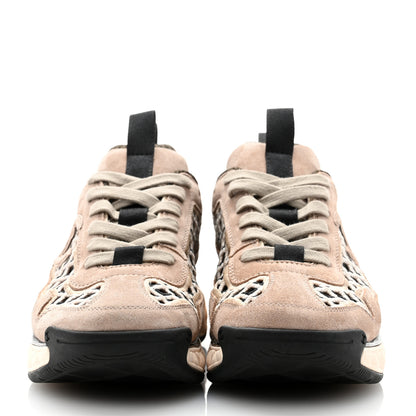 Chanel Suede Calfskin Embroidered CC Sneakers 37 Beige Black 2 of 7